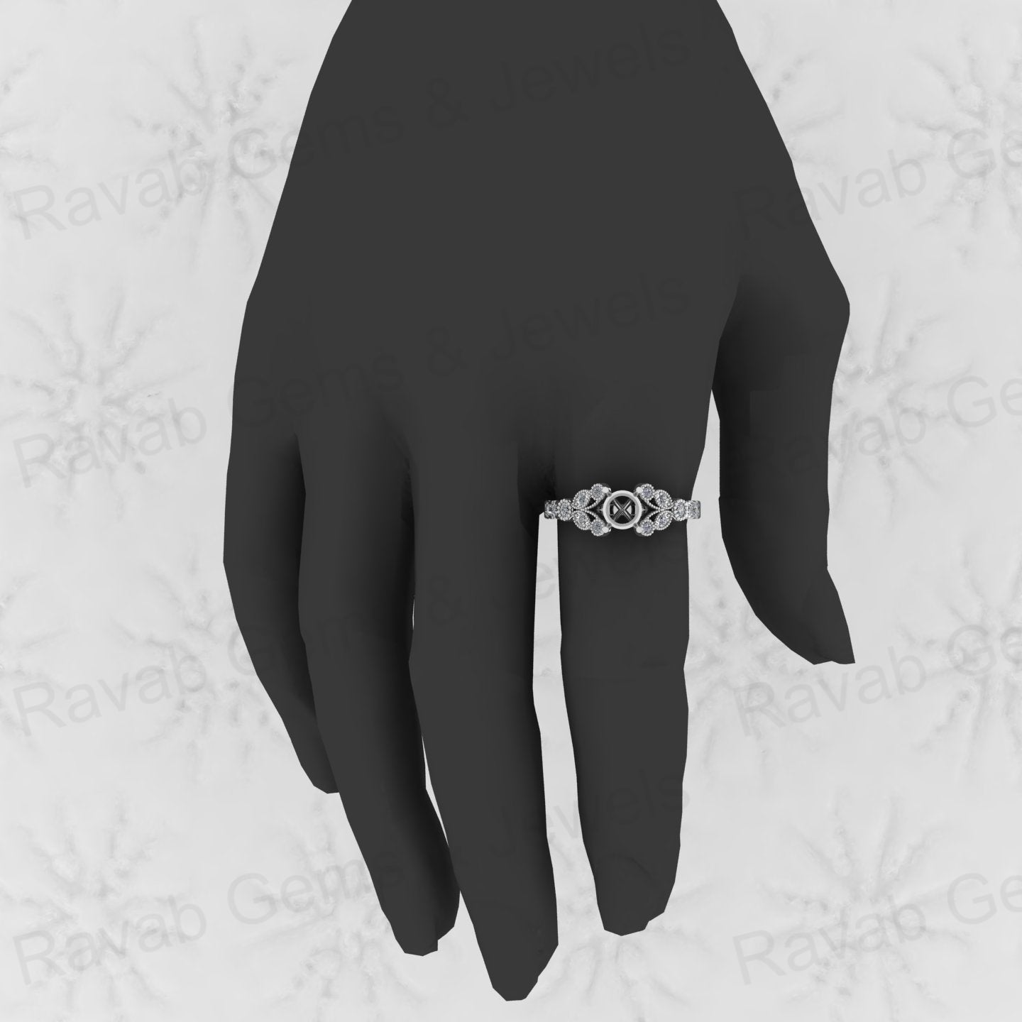 Genuine Solid 925 Sterling Silver Filigree Clear CZ Semi Mount Blank Setting Ring Good for Ashes & Resin Work Breastmilk Jewelry (Copy)