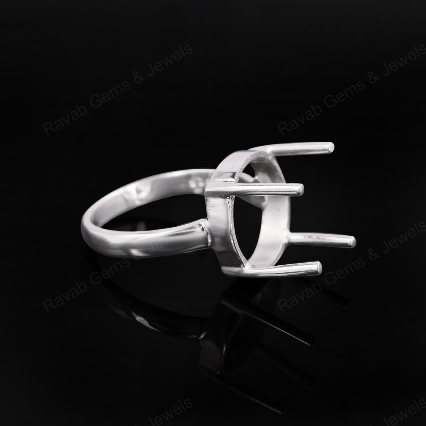 Genuine 925 Sterling Silver 12mm Round 4 Prong Setting Semi-Mount Blank Setting Empty Ring Handmade Custom Jewelry Suppliers