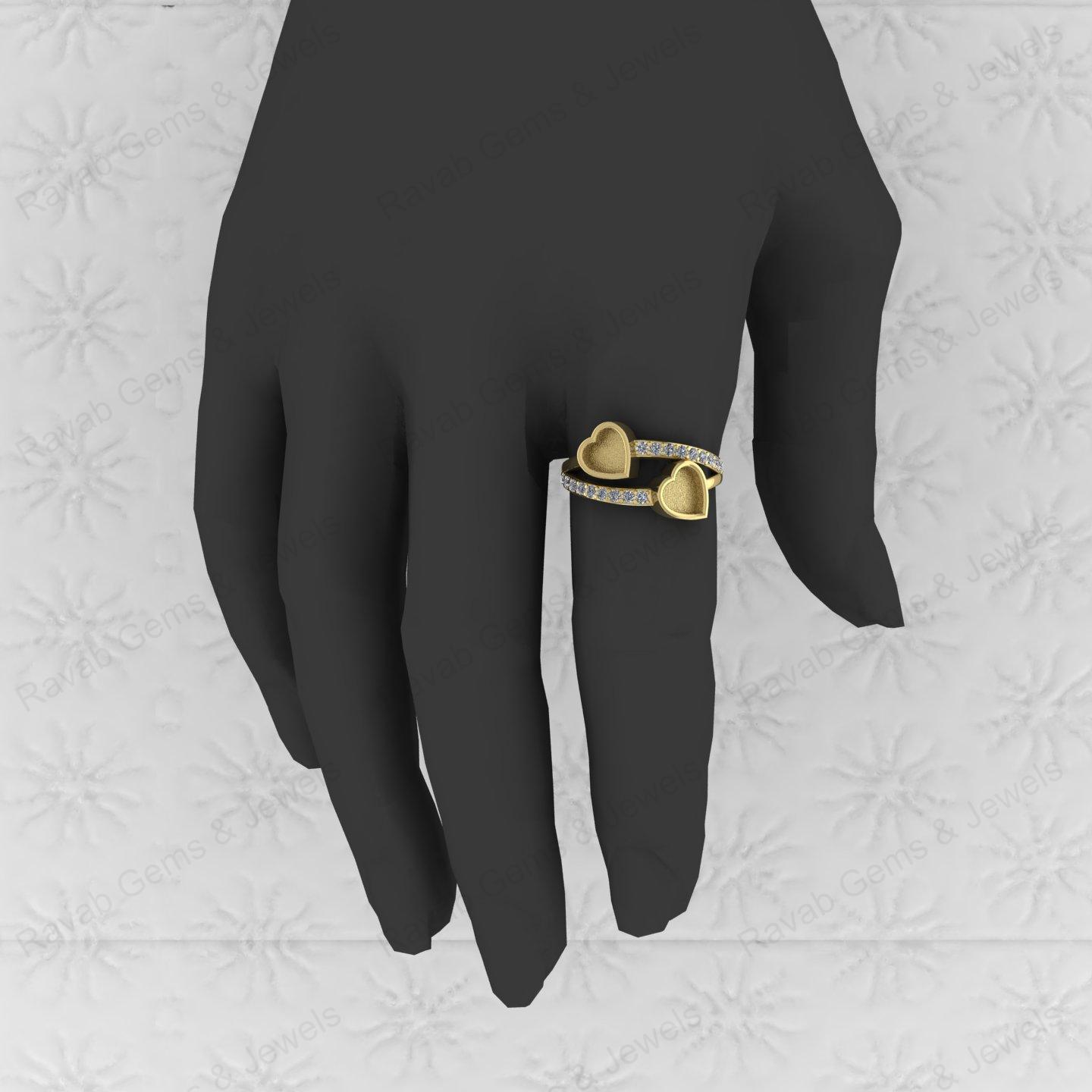 925 Silver Sterling Double 6x6mm Heart CZ Semi Mount Blank Setting Ring for DIY Jewelry Good Resin Ashes Work Keepsake