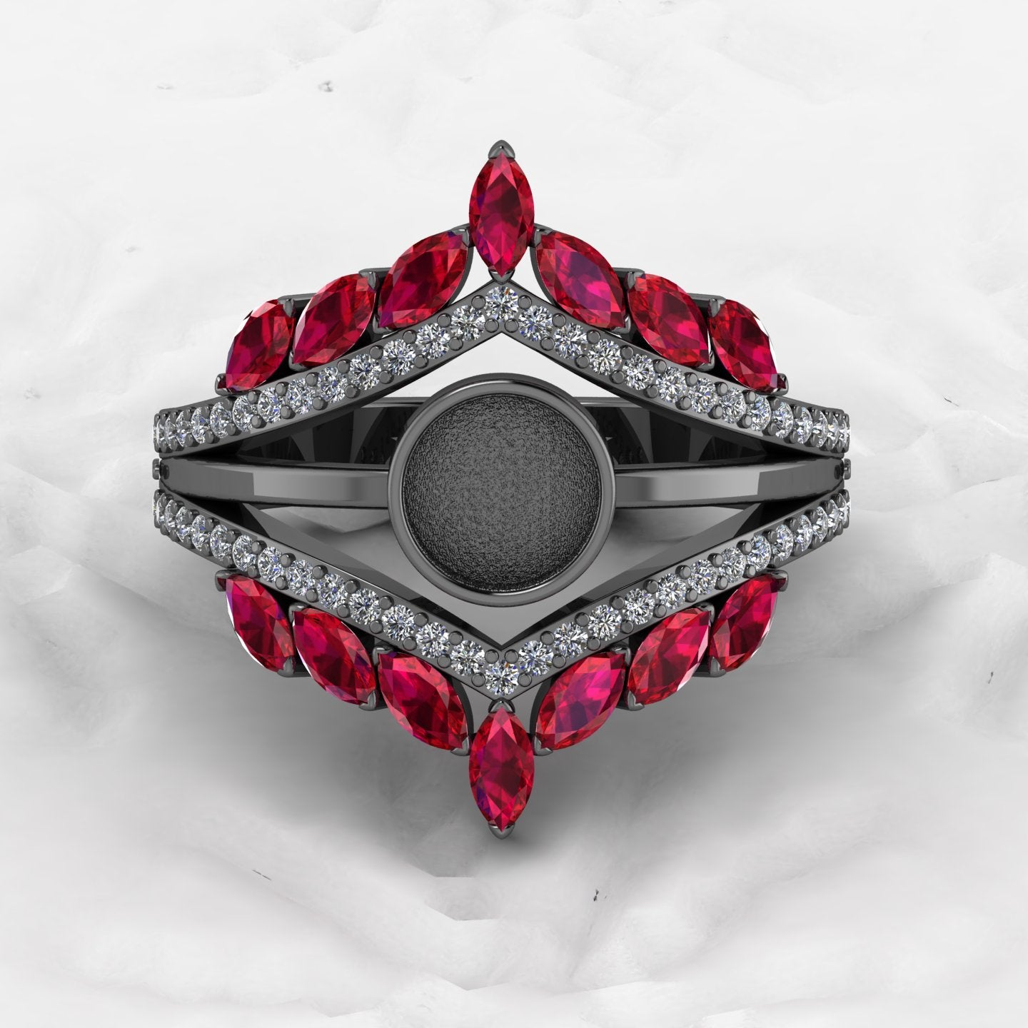 Solid 925 Sterling Silver 6mm Round With CZ Semi Mounting Blank Bezel Cocktail Ring Setting for Ashes Resin & Gemstone Jewelry