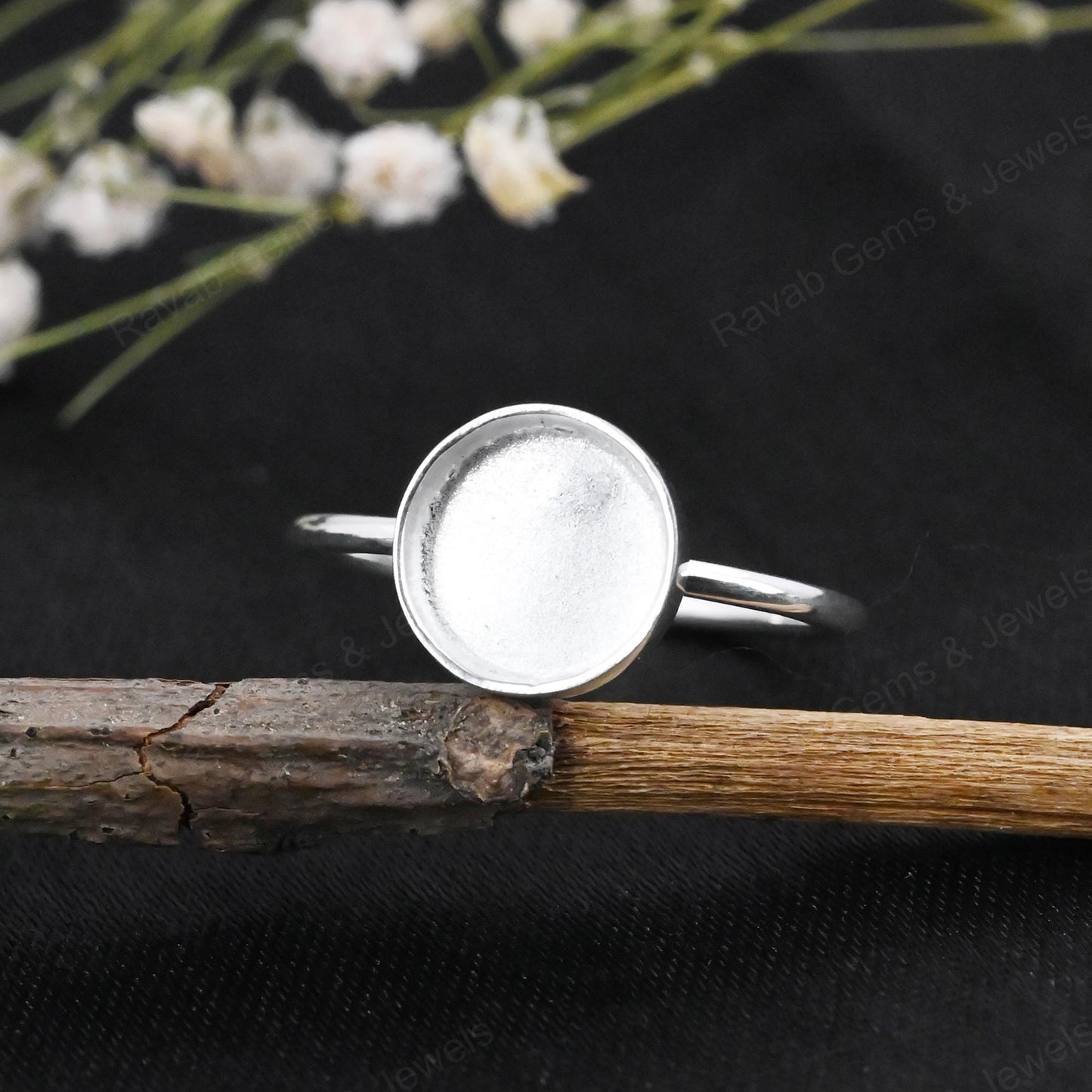 925 Sterling Silver Round Blank Setting 10mm Semi-Mount Blank Setting Ring Good For Resin & Ashes Work Women Keepsake Jewelry