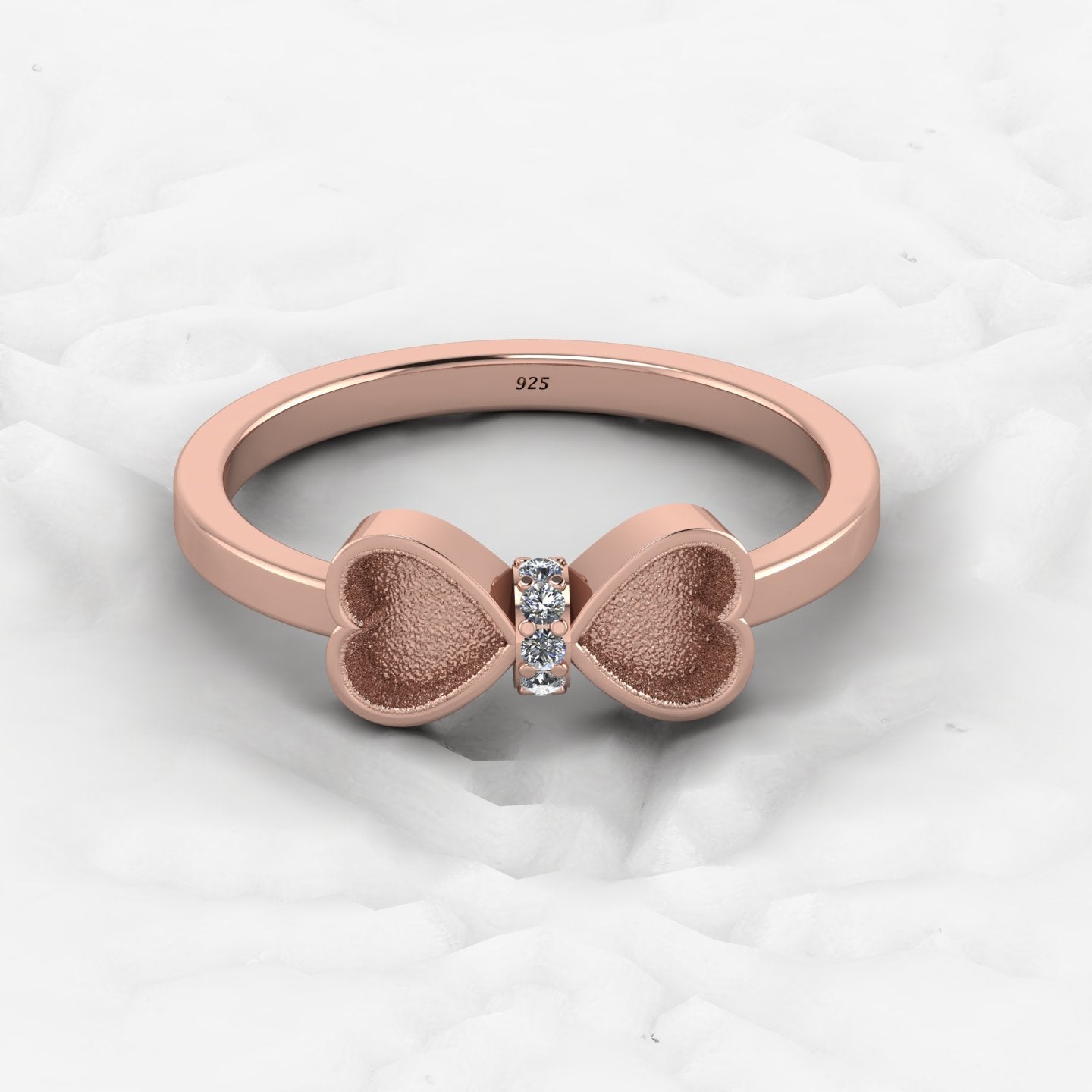 Solid 925 Sterling Silver 4mm Heart Semi Mount Blank Setting Coquette Bow Ring for Breastmilk & Keepsake Resin Ceramic Jewelry