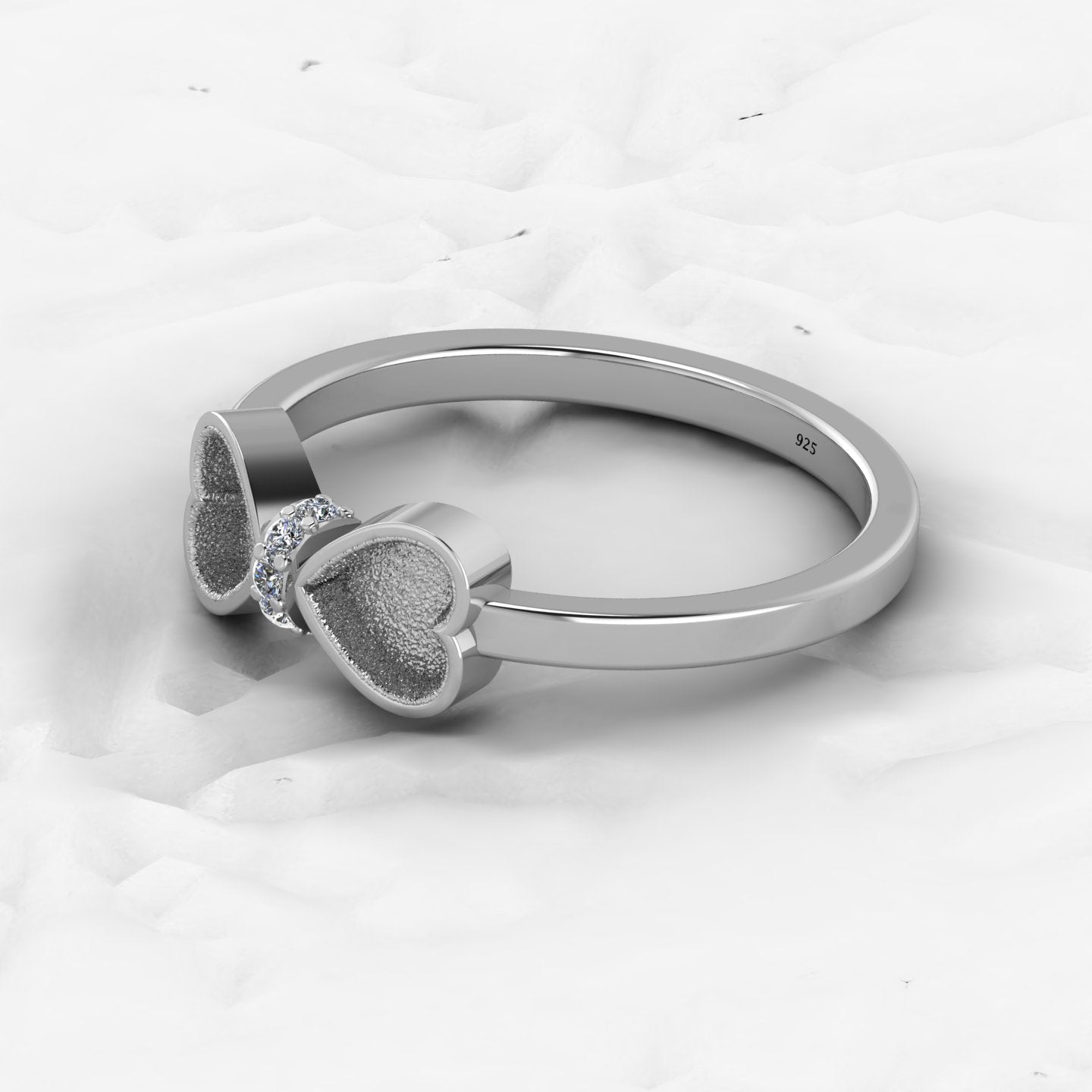 Solid 925 Sterling Silver 4mm Heart Semi Mount Blank Setting Coquette Bow Ring for Breastmilk & Keepsake Resin Ceramic Jewelry