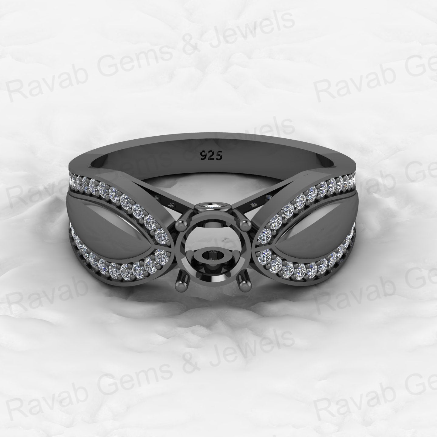 Genuine Solid 925 Sterling Silver Prong Solitaire Semi Mount Blank Setting Ring Good for Ashes & Resin Work Breastmilk Jewelry