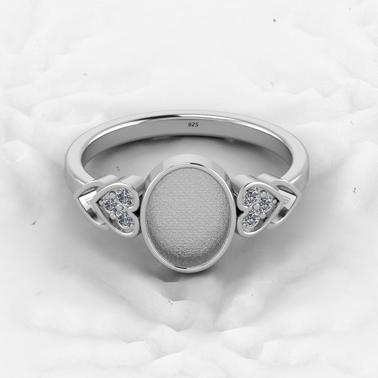 Solid 925 Sterling Silver 4mm Heart Semi Mount Blank Setting Coquette Bow Ring for Breastmilk & Keepsake Resin Ceramic Jewelry
