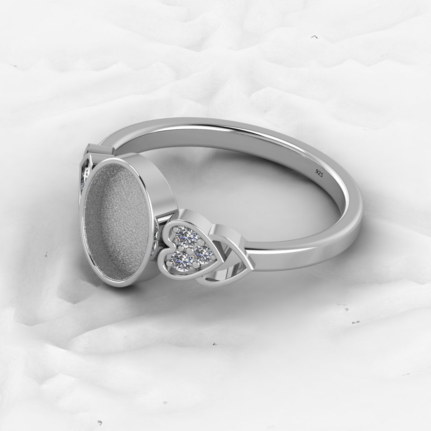Solid 925 Sterling Silver 4mm Heart Semi Mount Blank Setting Coquette Bow Ring for Breastmilk & Keepsake Resin Ceramic Jewelry