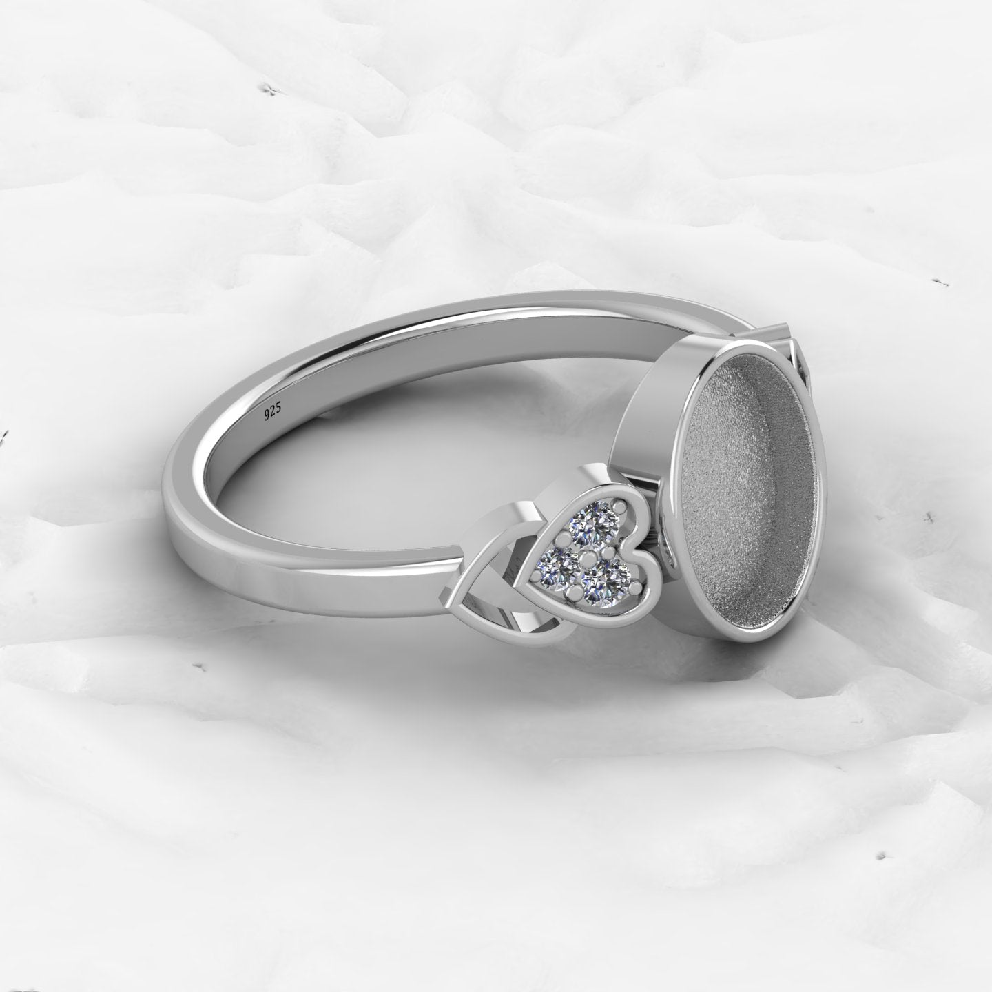 Solid 925 Sterling Silver 4mm Heart Semi Mount Blank Setting Coquette Bow Ring for Breastmilk & Keepsake Resin Ceramic Jewelry