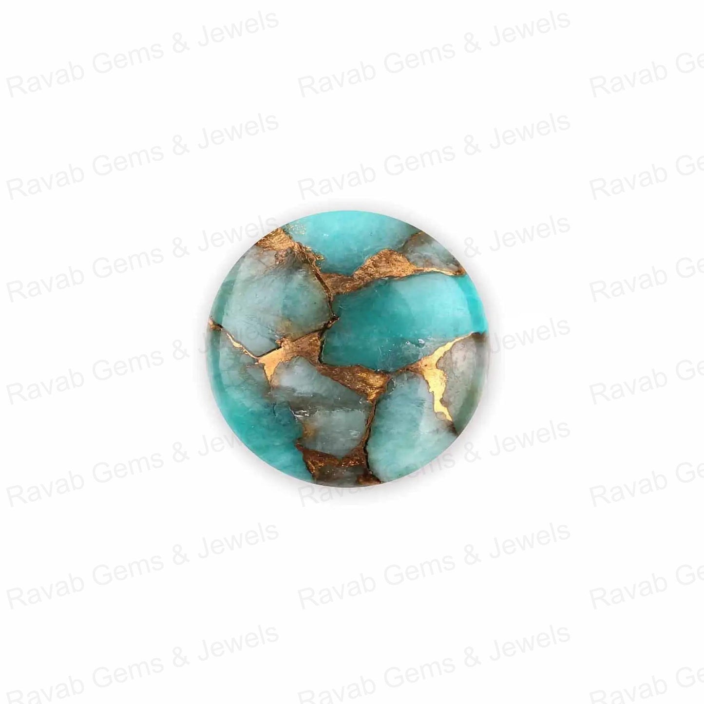 Amazonite Copper Round Shape 5mm to 20mm Cabochon Loose Gemstone, Smooth Calibrated, Semi Precious Stone, For Making Pendant Jewelry 1 Pc
