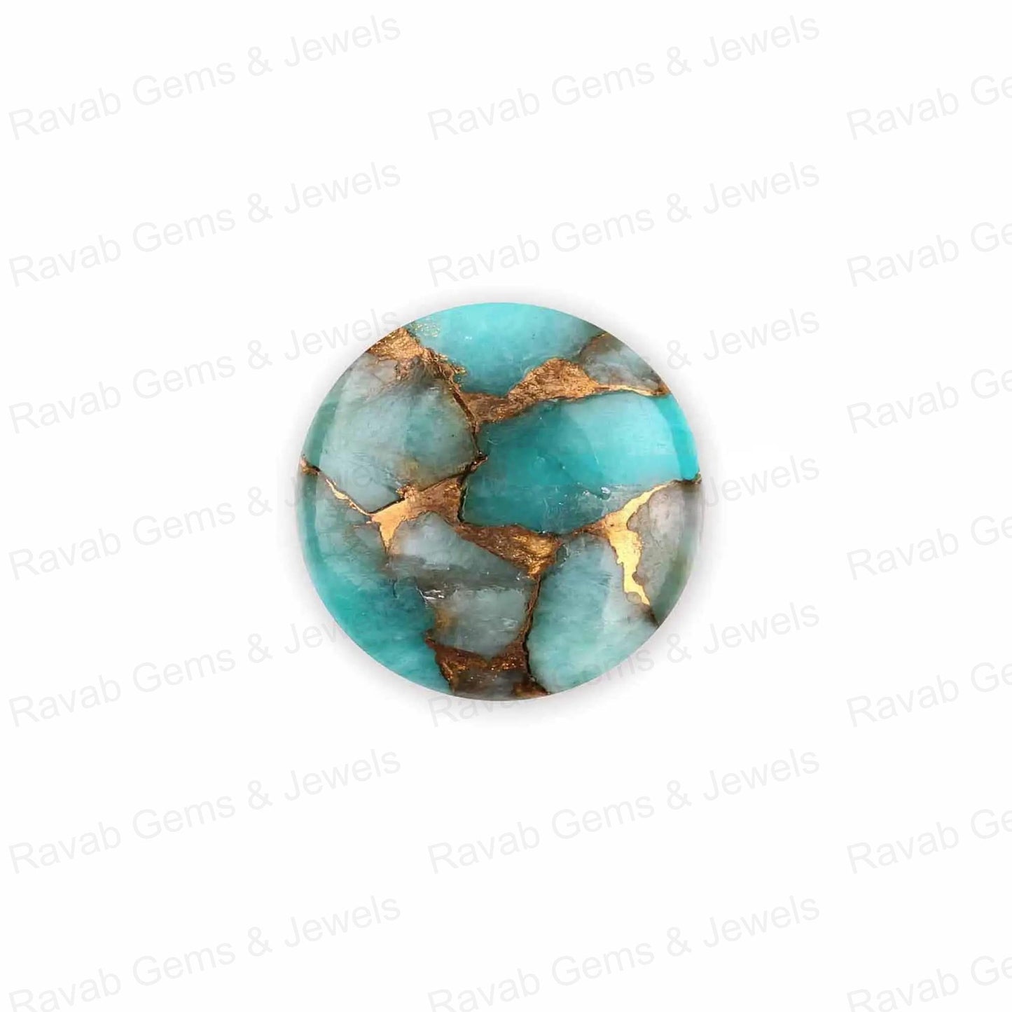 Amazonite Copper Round Shape 5mm to 20mm Cabochon Loose Gemstone, Smooth Calibrated, Semi Precious Stone, For Making Pendant Jewelry 1 Pc