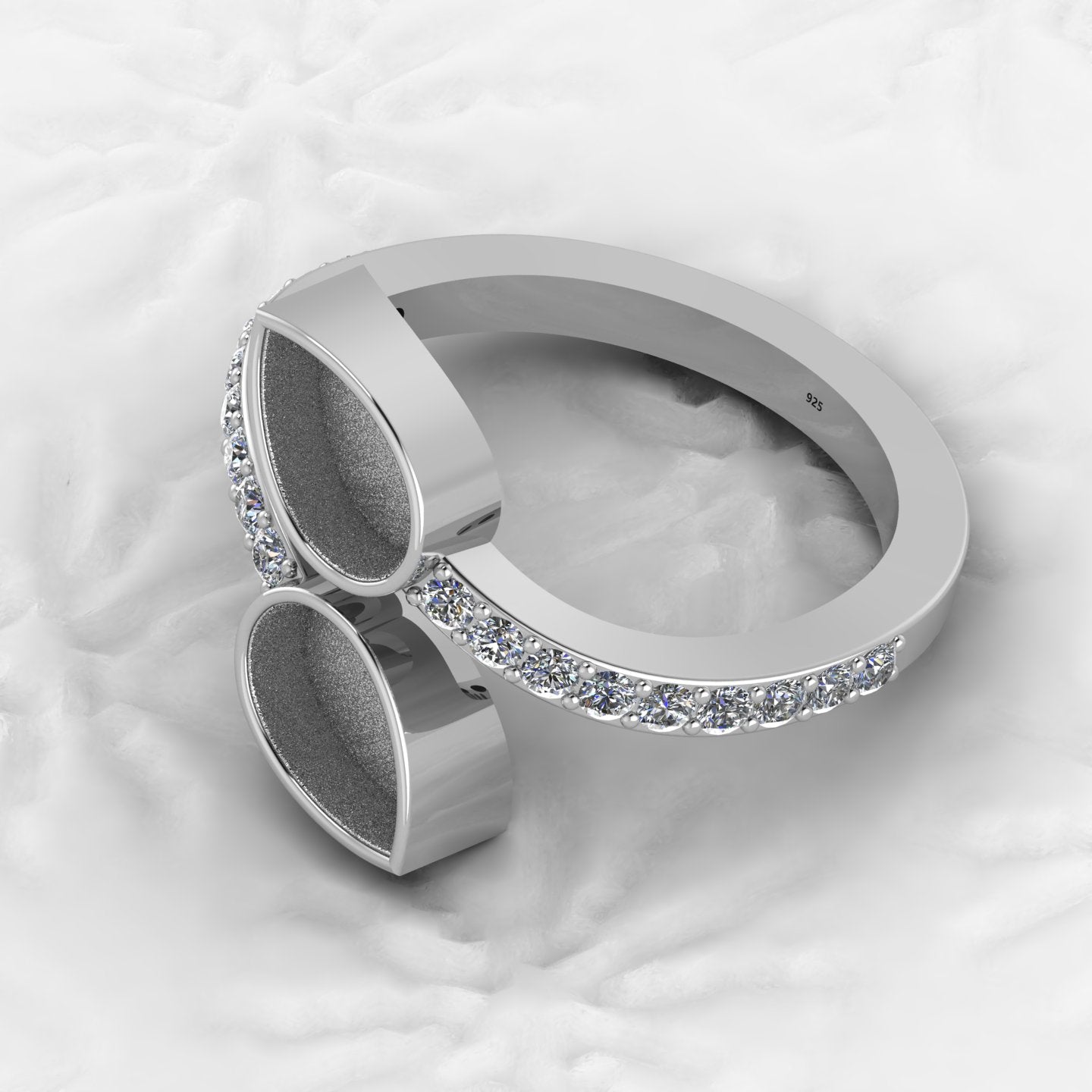 925 Solid Sterling Silver 5x8mm Pear Semi Mount Blank Setting Twisted Adjustable Ring for Breastmilk & Keepsake Good for Resin
