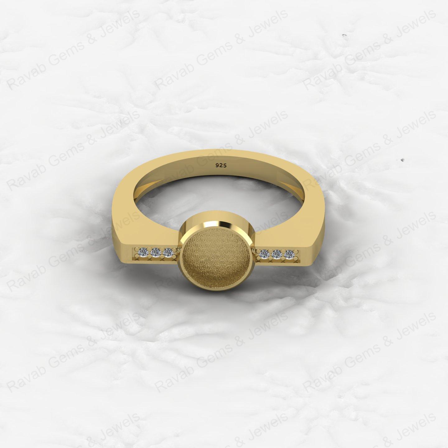 Best Quality 925 Silver Signet Design 7mm Semi Mount Blank Setting Ring for Gemstone Ashes & Resin Jewelry Findings & Components