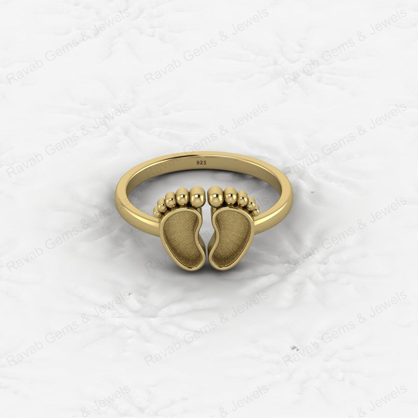 Superb Quality New Baby Born Foot Print 925 Silver Semi Mount Blank Setting Ring for Gemstone Findings & Components Jewelry