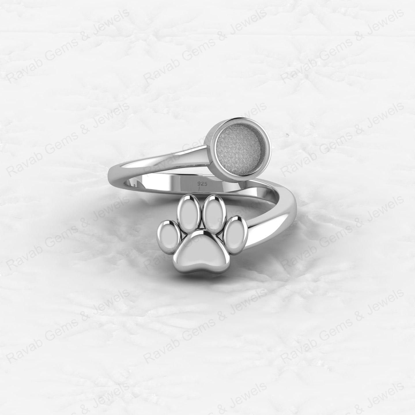 Best Quality 925 Silver Dog Foot Design 6mm Semi Mount Blank Setting Ring for Gemstone Ashes & Resin Jewelry Findings & Jewelry