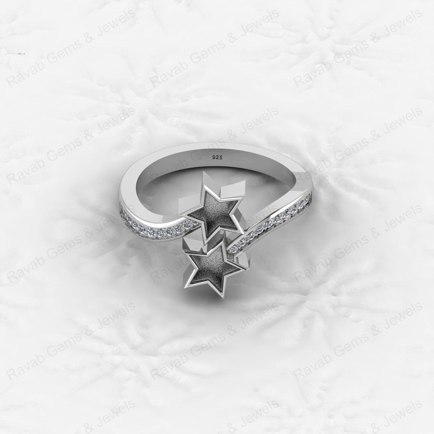 925 Sterling Silver Best Quality Star Design Ring Genuine Semi Mount Blank Setting With Gemstone Jewelry Findings & Components