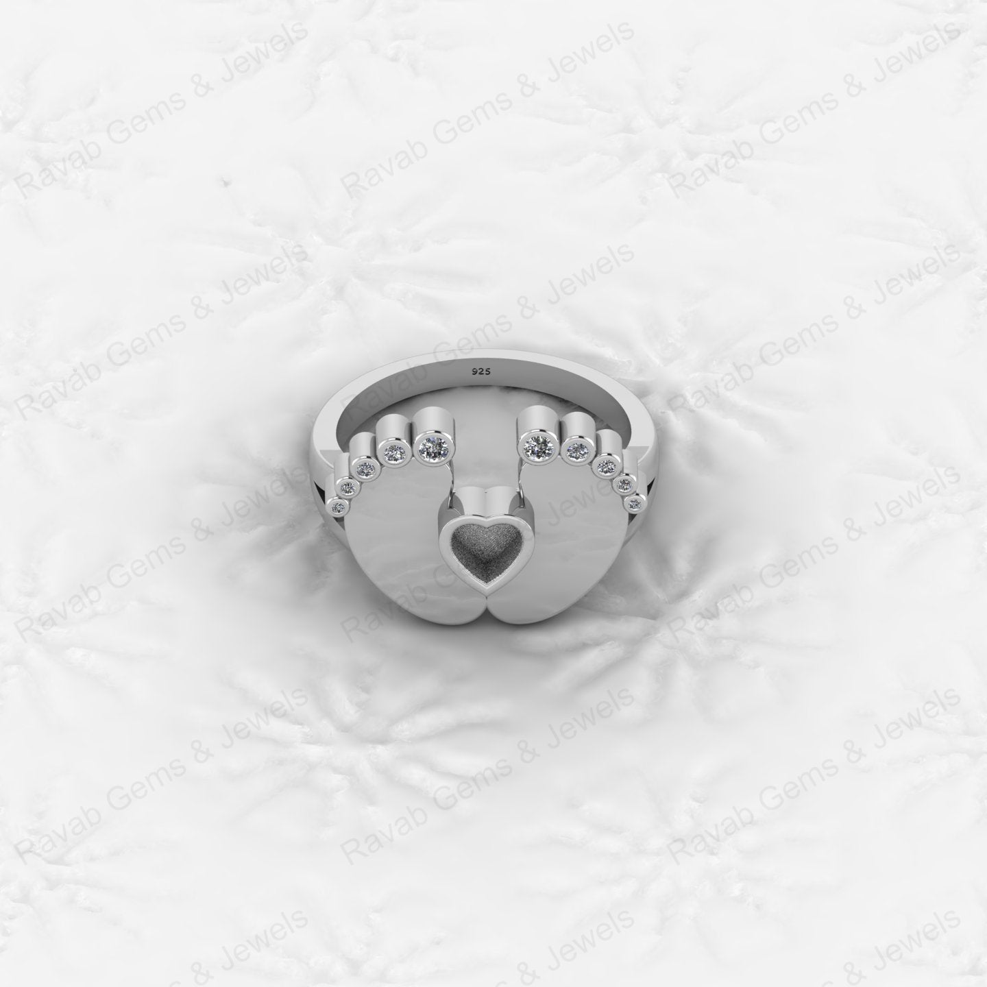 Superb Quality New Baby Born Foot Print 925 Silver Semi Mount Blank Setting Ring for Gemstone Findings & Components Jewelry