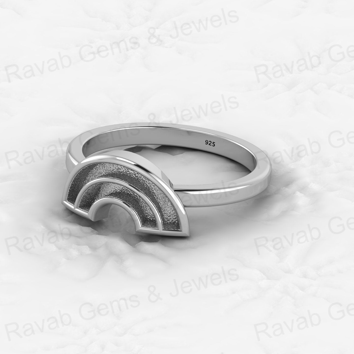 Solid 925 Sterling Silver Arch Rainbow Semi Mount Blank Setting Wedding Ring Good for Ashes & Resin Work Breastmilk Jewelry