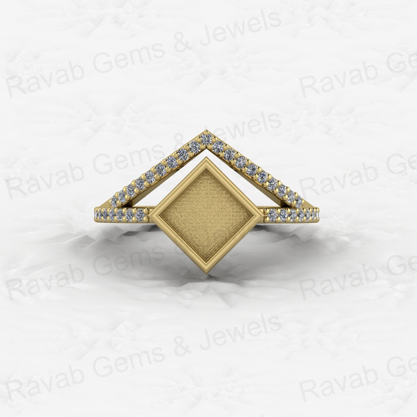 New Design Genuine 925 Silver 6mm Square With Zircon Semi Mount Blank Ring Setting for Ashes & Resin Stone Work Keepsake Jewelry