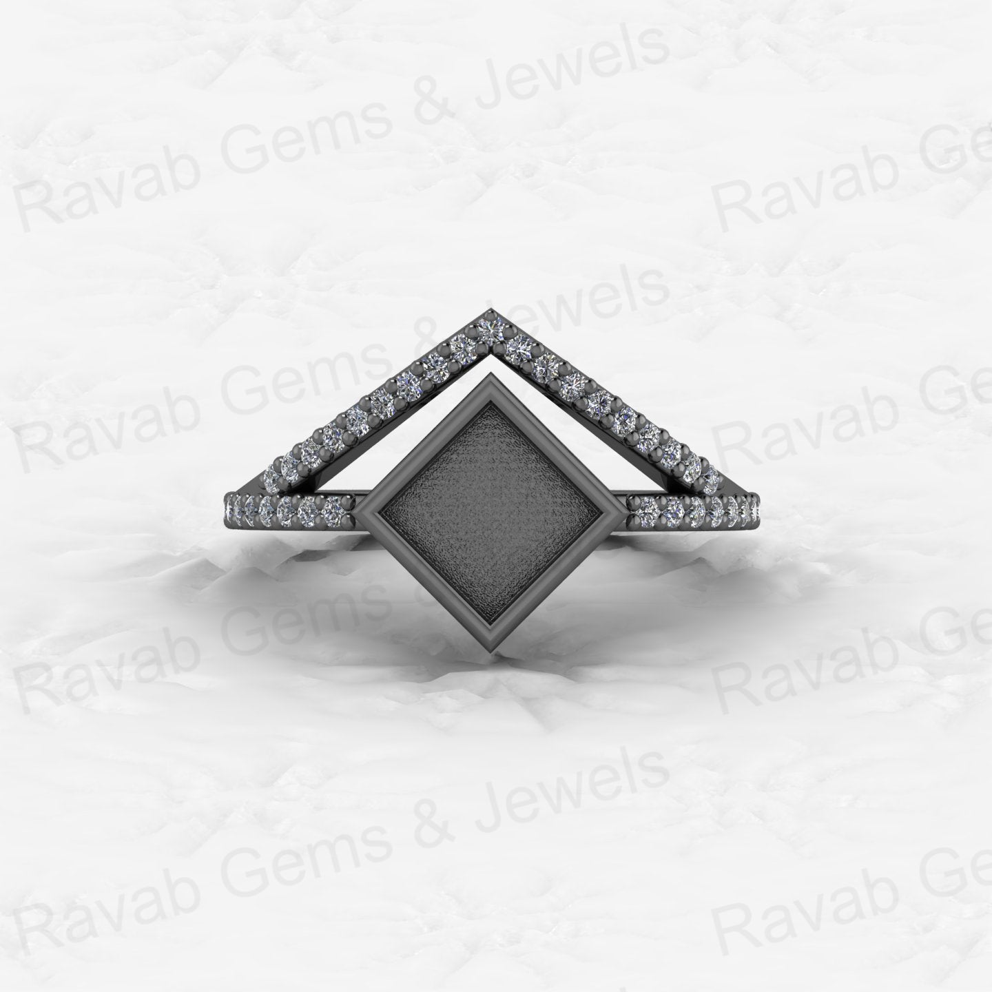 New Design Genuine 925 Silver 6mm Square With Zircon Semi Mount Blank Ring Setting for Ashes & Resin Stone Work Keepsake Jewelry
