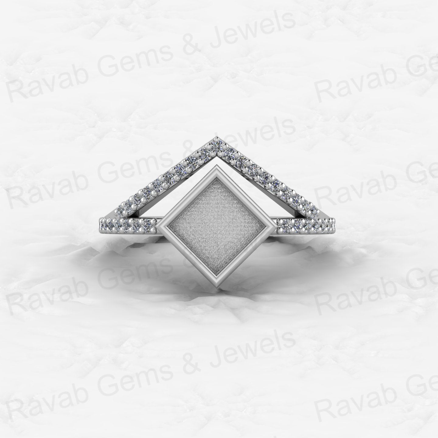 New Design Genuine 925 Silver 6mm Square With Zircon Semi Mount Blank Ring Setting for Ashes & Resin Stone Work Keepsake Jewelry