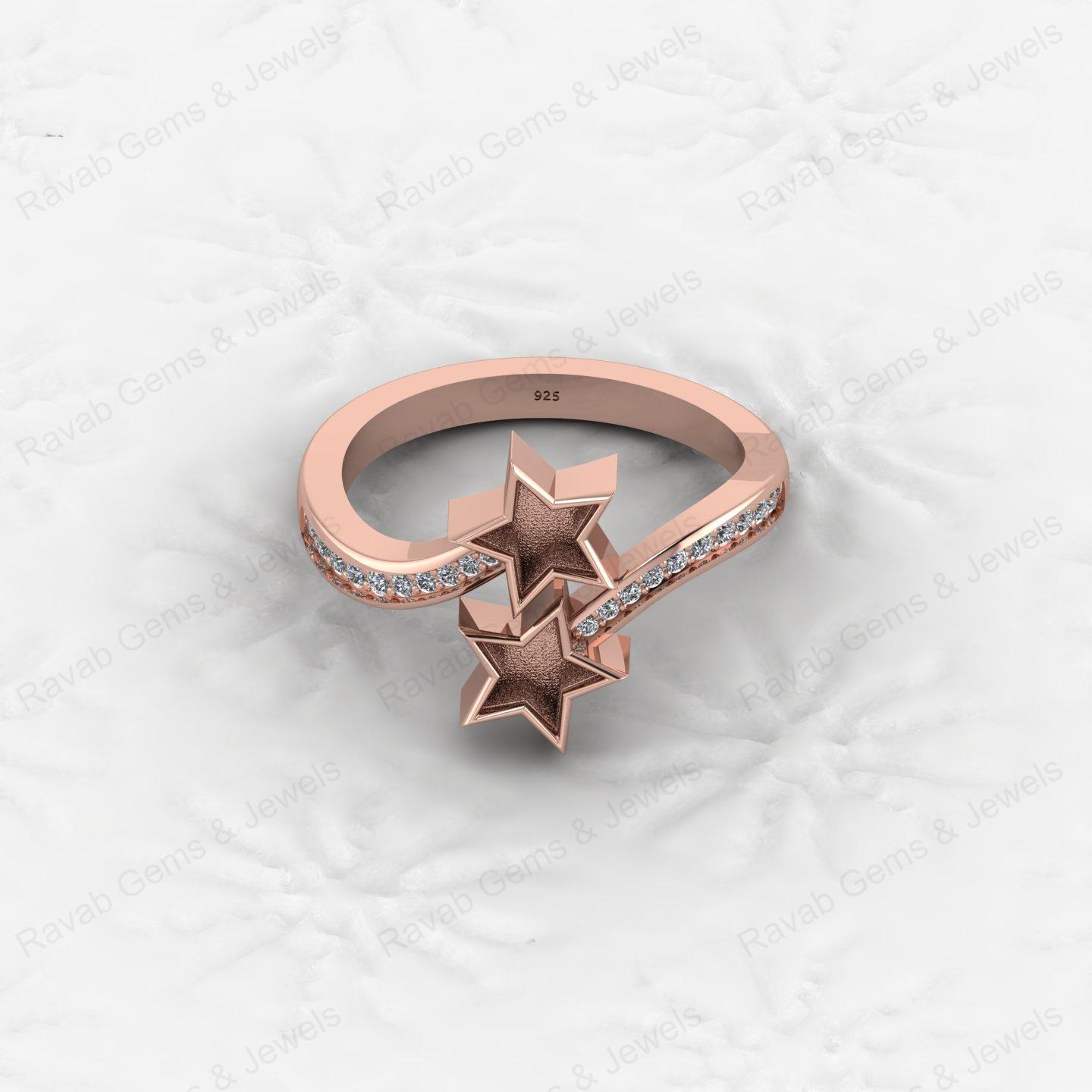925 Sterling Silver Best Quality Star Design Ring Genuine Semi Mount Blank Setting With Gemstone Jewelry Findings & Components