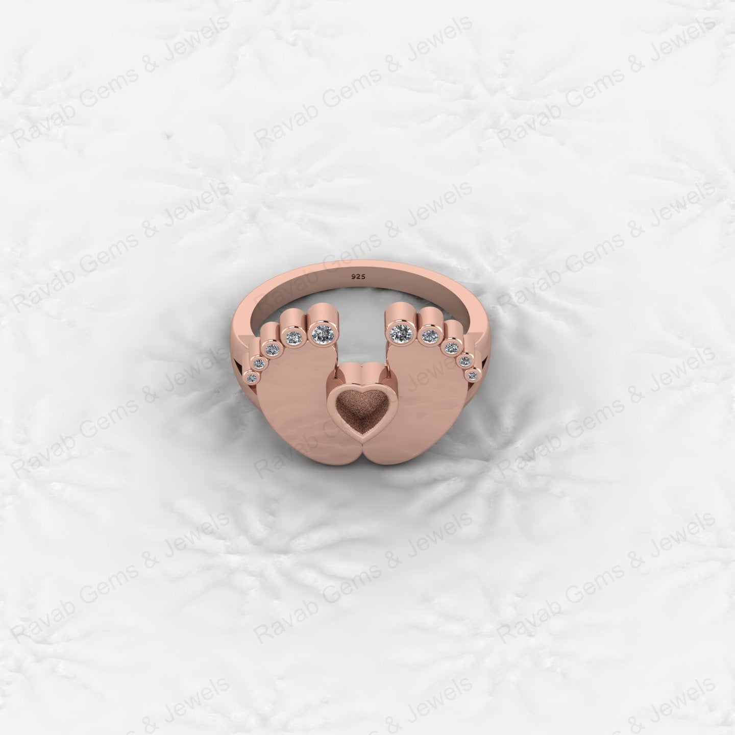 Superb Quality New Baby Born Foot Print 925 Silver Semi Mount Blank Setting Ring for Gemstone Findings & Components Jewelry