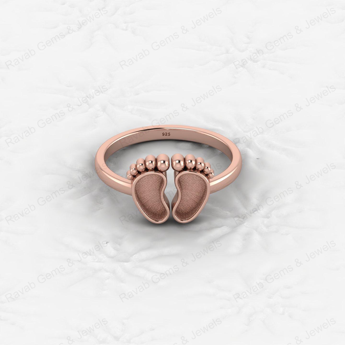 Superb Quality New Baby Born Foot Print 925 Silver Semi Mount Blank Setting Ring for Gemstone Findings & Components Jewelry