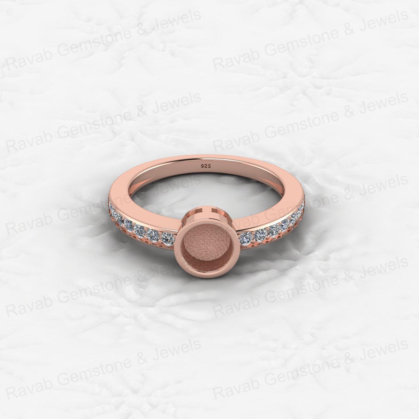 New Arrival 925 Silver 6mm CZ 1.80 Semi Mount Blank Setting Cocktail Band Ring Breastmilk Keepsake Jewelry Findings Components