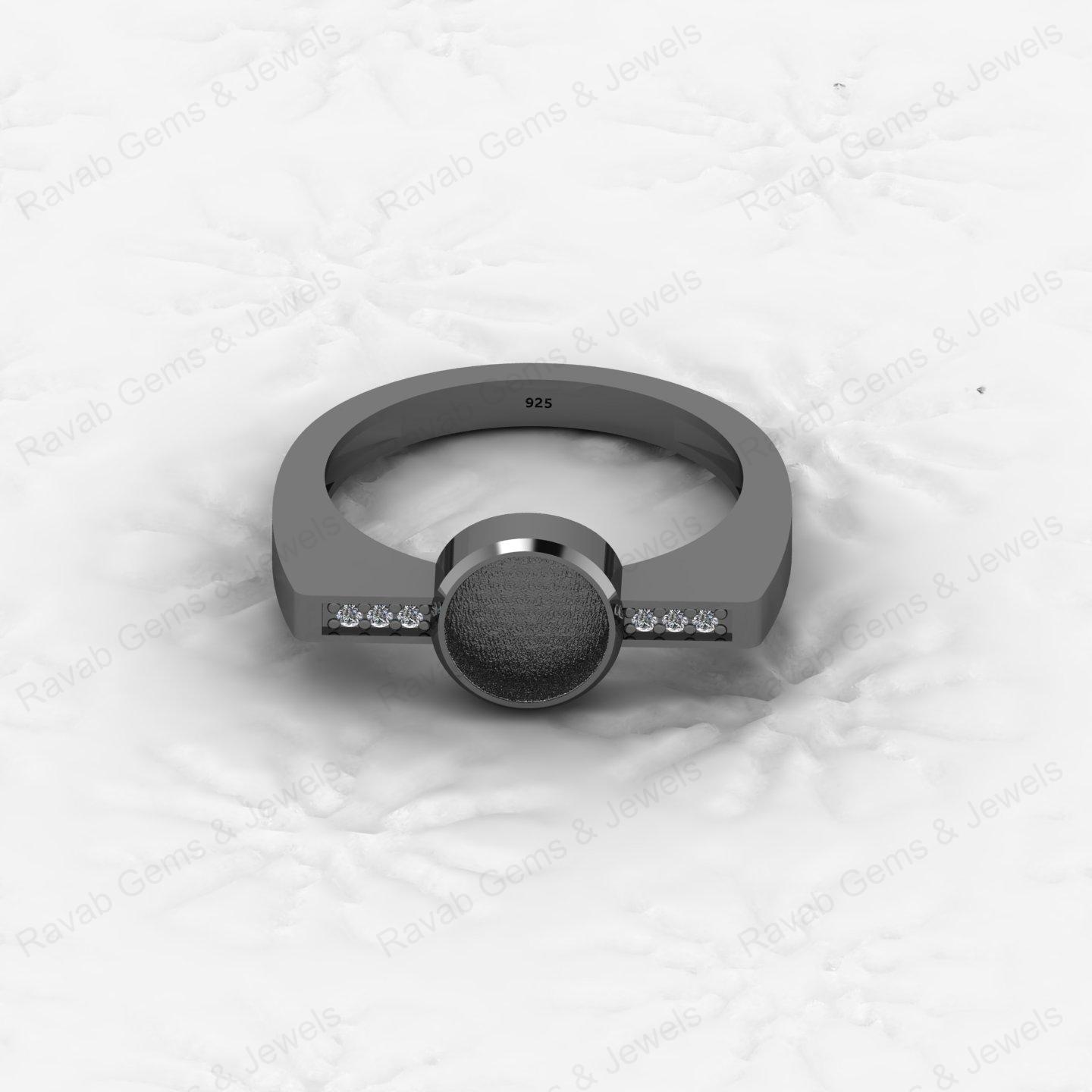 Best Quality 925 Silver Signet Design 7mm Semi Mount Blank Setting Ring for Gemstone Ashes & Resin Jewelry Findings & Components