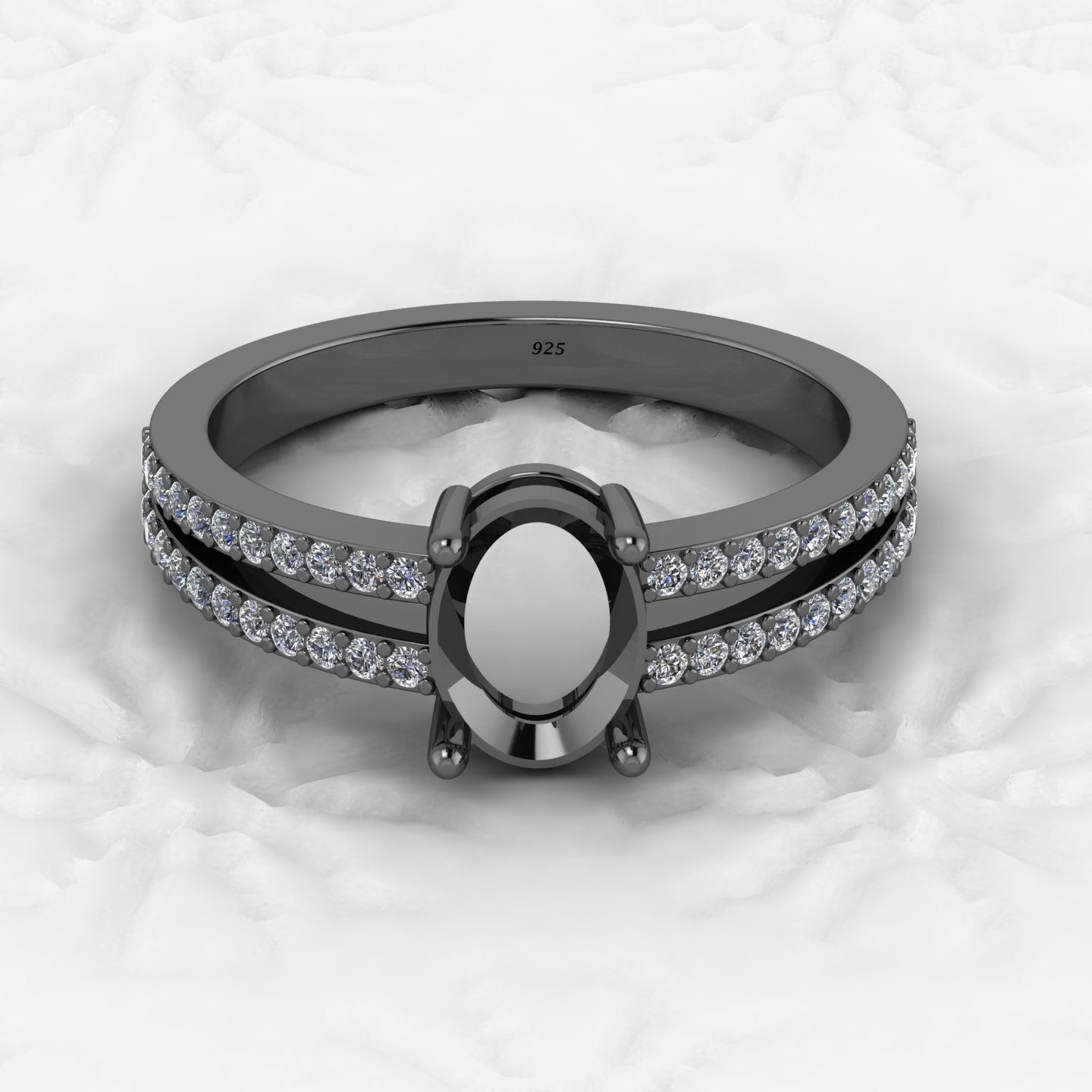 Solid 925 Sterling Silver 4mm Heart Semi Mount Blank Setting Eye in Heart Ring for Breastmilk & Keepsake Resin Ceramic Jewelry