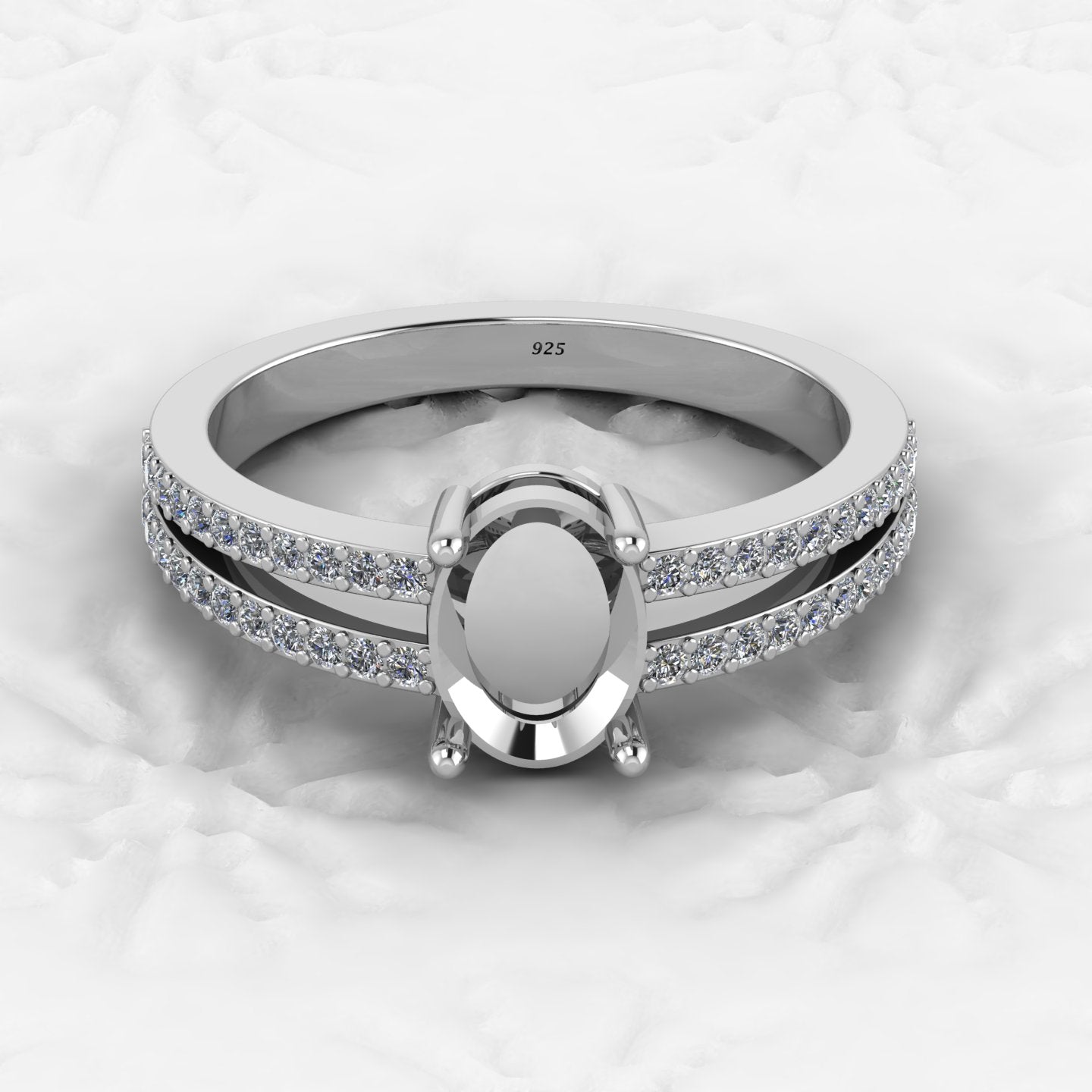 Solid 925 Sterling Silver 4mm Heart Semi Mount Blank Setting Eye in Heart Ring for Breastmilk & Keepsake Resin Ceramic Jewelry