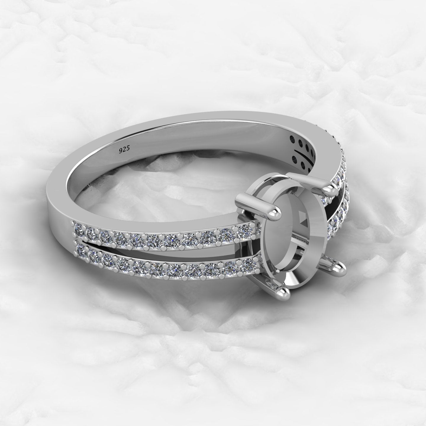 Solid 925 Sterling Silver 4mm Heart Semi Mount Blank Setting Eye in Heart Ring for Breastmilk & Keepsake Resin Ceramic Jewelry