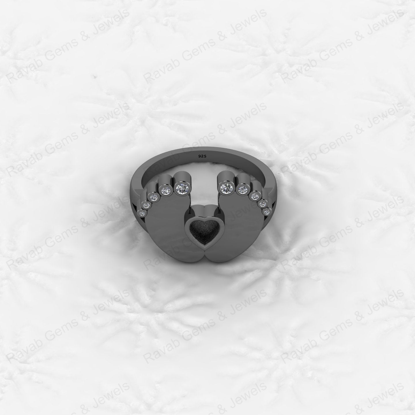 Superb Quality New Baby Born Foot Print 925 Silver Semi Mount Blank Setting Ring for Gemstone Findings & Components Jewelry