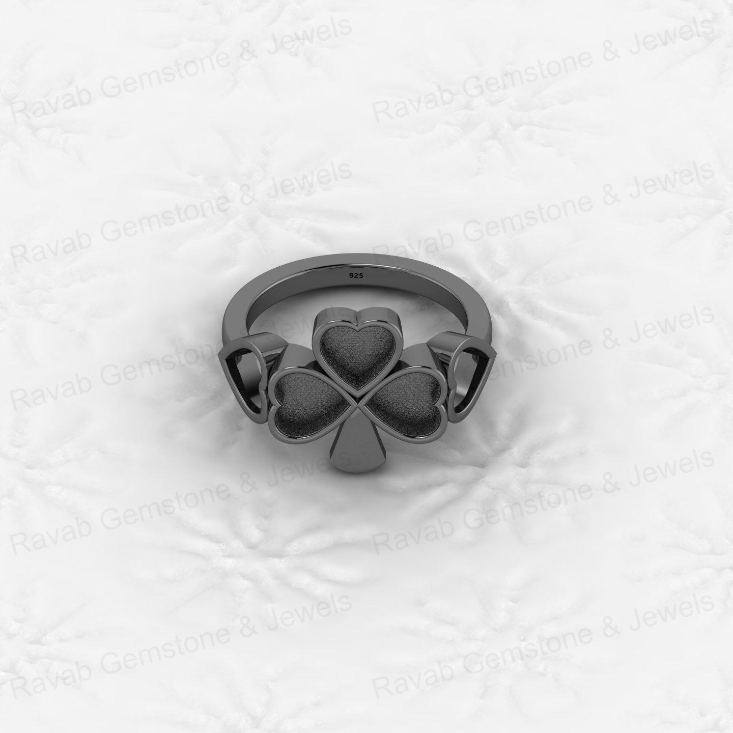 Excellent Quality 925 Sterling Silver 6mm Heart Semi Mount Breastmilk Keepsake Shamrock Clover Ring Jewelry Findings Components