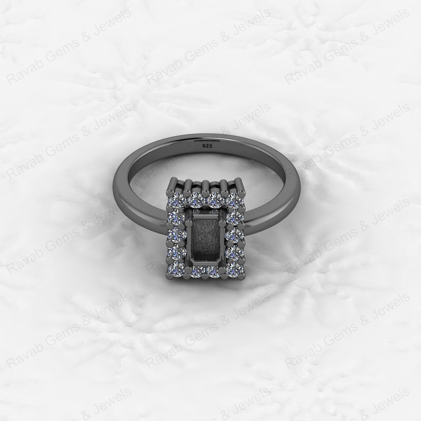High Quality Genuine 925 Silver 3x5mm Octagon CZ 1.8mm Semi Mount Blank Setting Ring Breastmilk Jewelry Findings Components