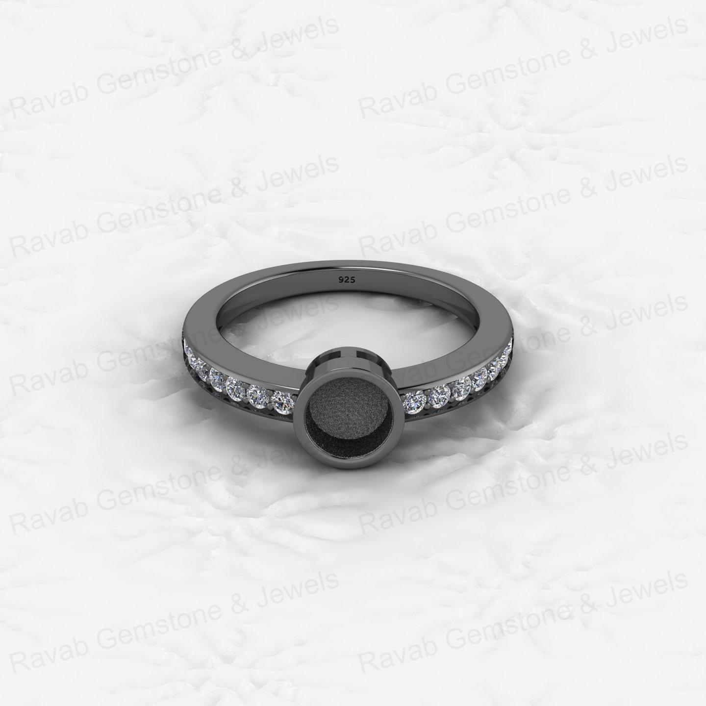 New Arrival 925 Silver 6mm CZ 1.80 Semi Mount Blank Setting Cocktail Band Ring Breastmilk Keepsake Jewelry Findings Components