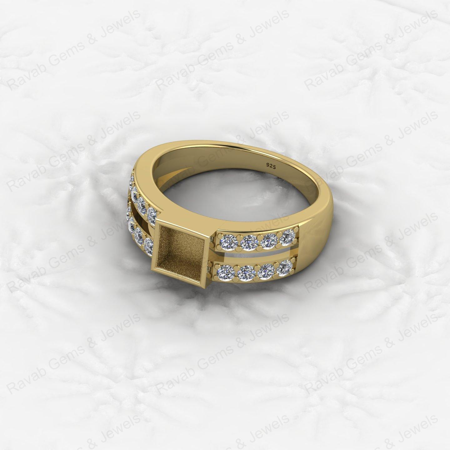 Top Quality 925 Silver 7X7mm Double Band With CZ Semi Mount Blank Setting Ring Good for Resin & Ashes Work Keepsake DIY Jewelry