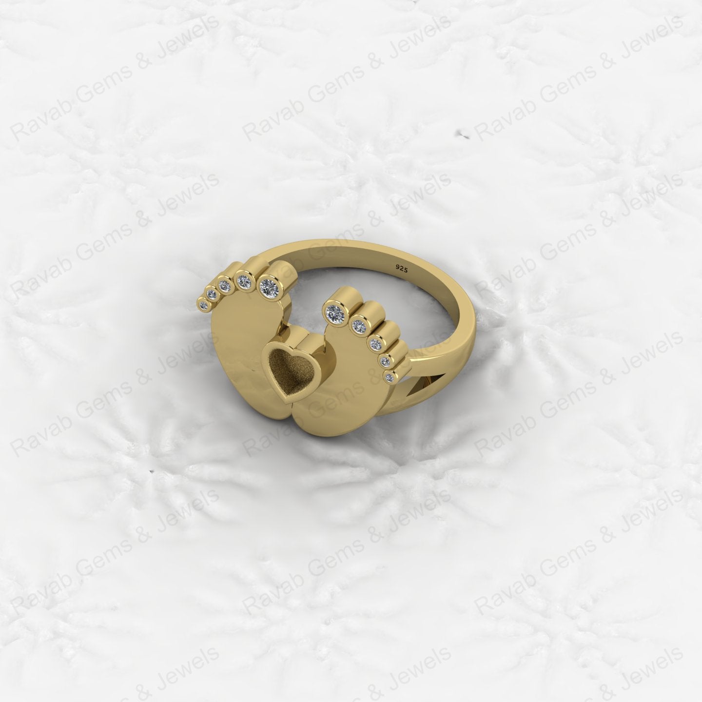 Superb Quality New Baby Born Foot Print 925 Silver Semi Mount Blank Setting Ring for Gemstone Findings & Components Jewelry