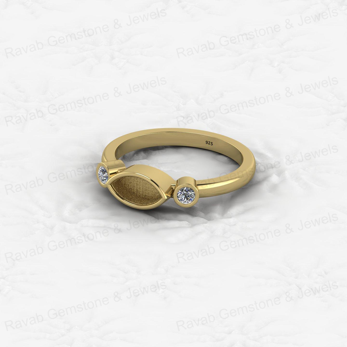 Summer Sale 925 Silver 2x4mm Marquise With CZ 2mm Semi Mount Blank Dainty Ring for Breastmilk Keepsake Fine Jewelry for Women