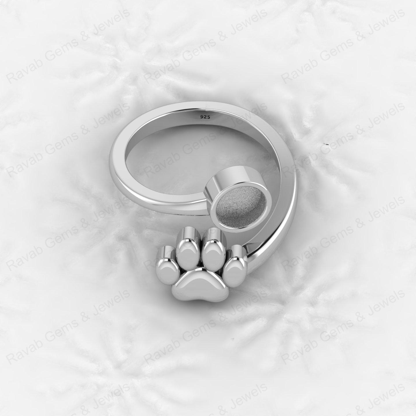 Best Quality 925 Silver Dog Foot Design 6mm Semi Mount Blank Setting Ring for Gemstone Ashes & Resin Jewelry Findings & Jewelry
