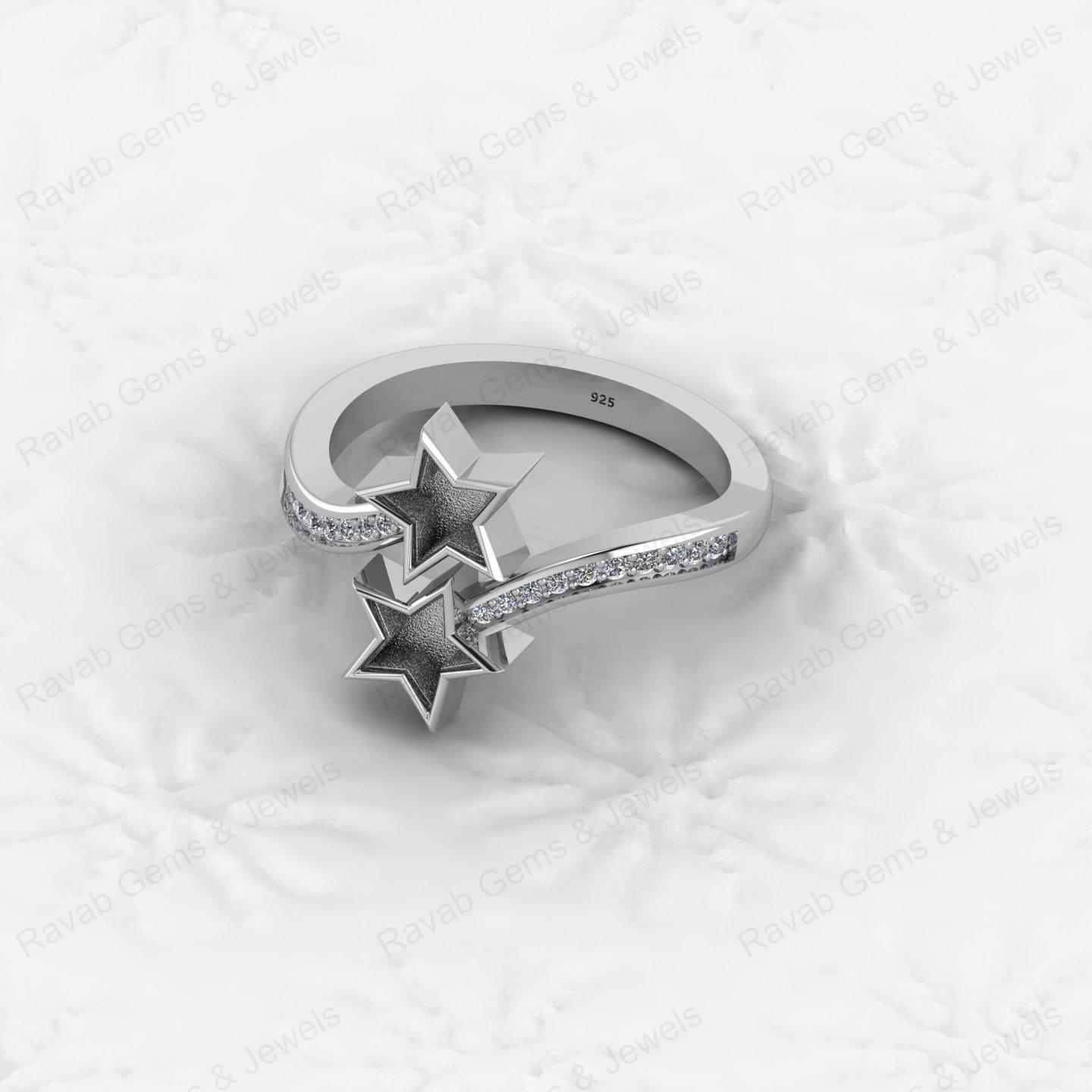 925 Sterling Silver Best Quality Star Design Ring Genuine Semi Mount Blank Setting With Gemstone Jewelry Findings & Components