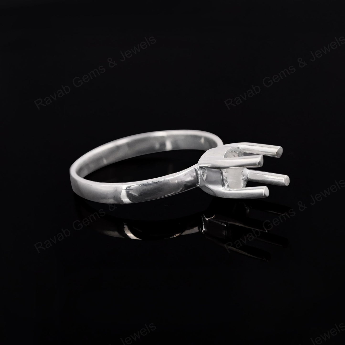 Superb Genuine 925 Sterling Silver 4 Prong Setting 4x8mm Oval Shape Semi-Mount Blank Setting Ring For Women Keepsake Jewelry