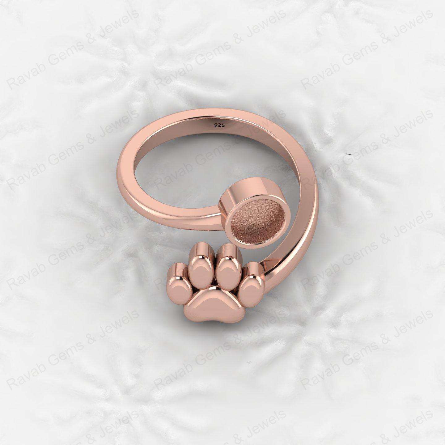 Best Quality 925 Silver Dog Foot Design 6mm Semi Mount Blank Setting Ring for Gemstone Ashes & Resin Jewelry Findings & Jewelry