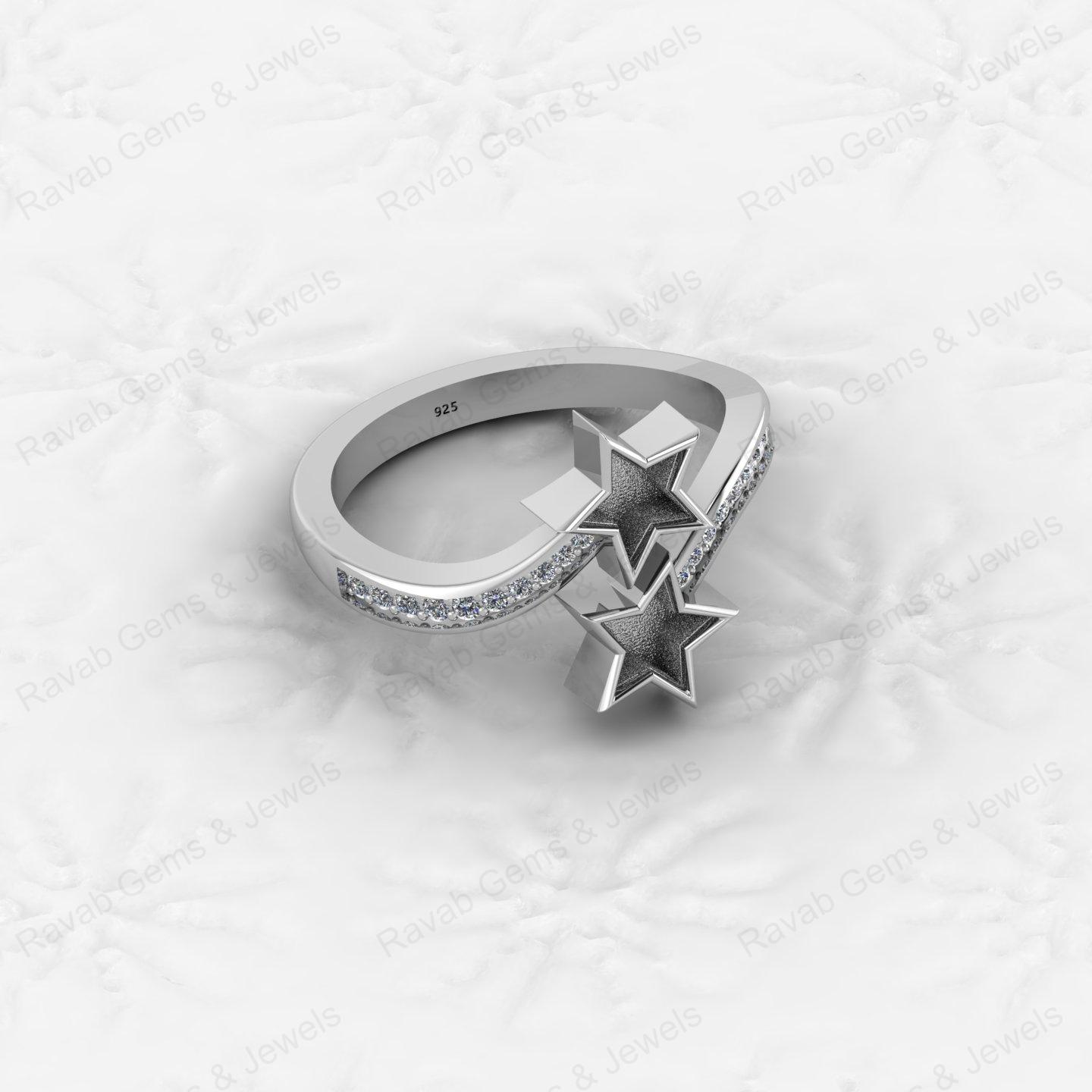 925 Sterling Silver Best Quality Star Design Ring Genuine Semi Mount Blank Setting With Gemstone Jewelry Findings & Components
