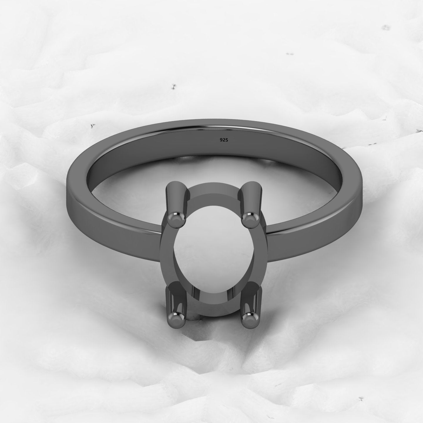 Genuine 925 Solid Sterling Silver 8x10mm Semi Mount Blank Setting Band Ring for Breastmilk & Keepsake Resin Ceramic Jewelry
