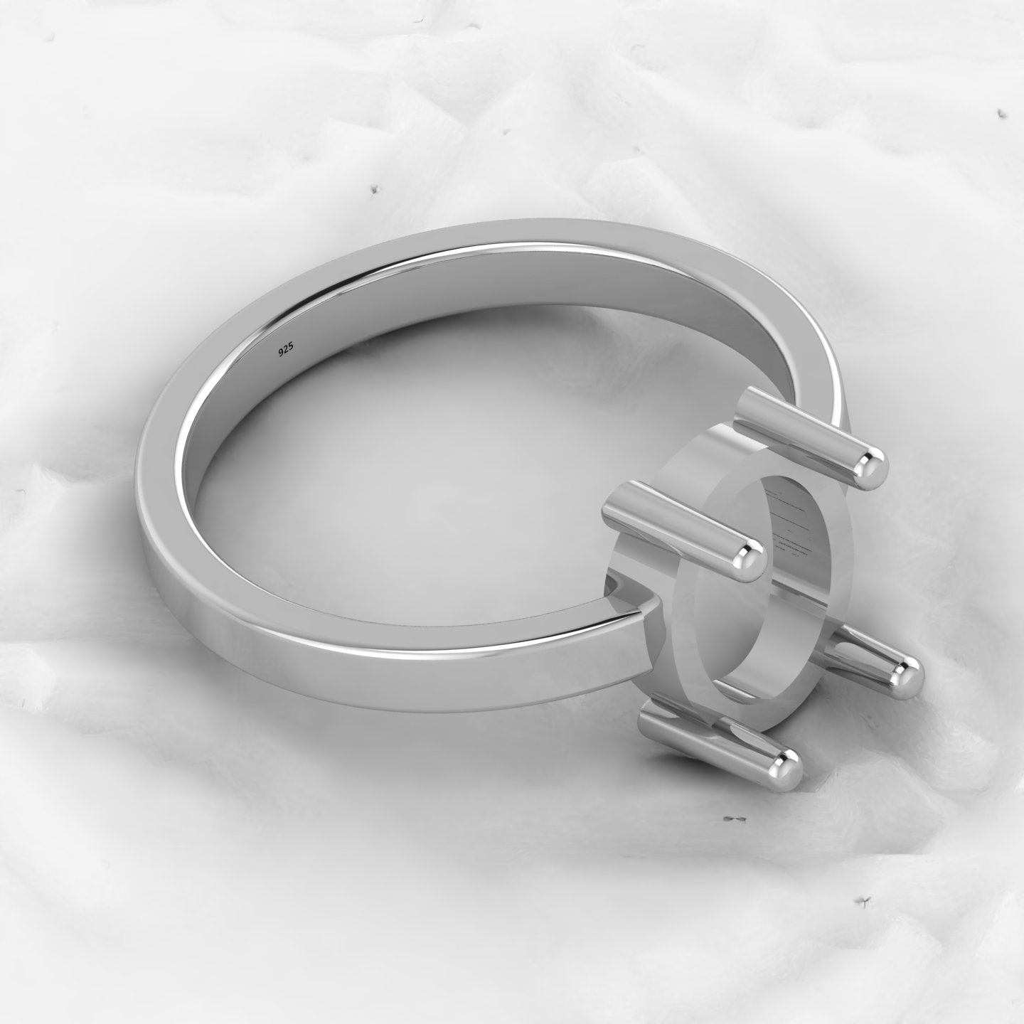 Genuine 925 Solid Sterling Silver 8x10mm Semi Mount Blank Setting Band Ring for Breastmilk & Keepsake Resin Ceramic Jewelry