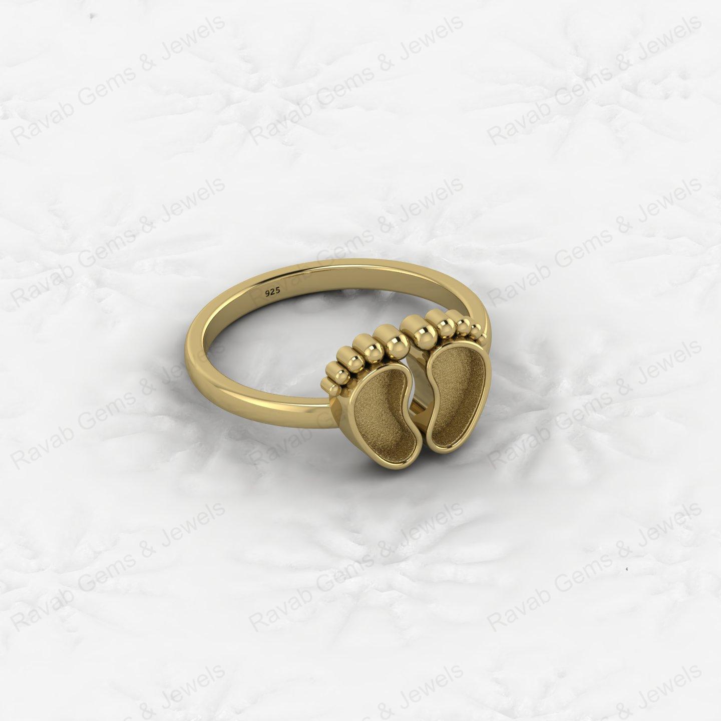 Superb Quality New Baby Born Foot Print 925 Silver Semi Mount Blank Setting Ring for Gemstone Findings & Components Jewelry