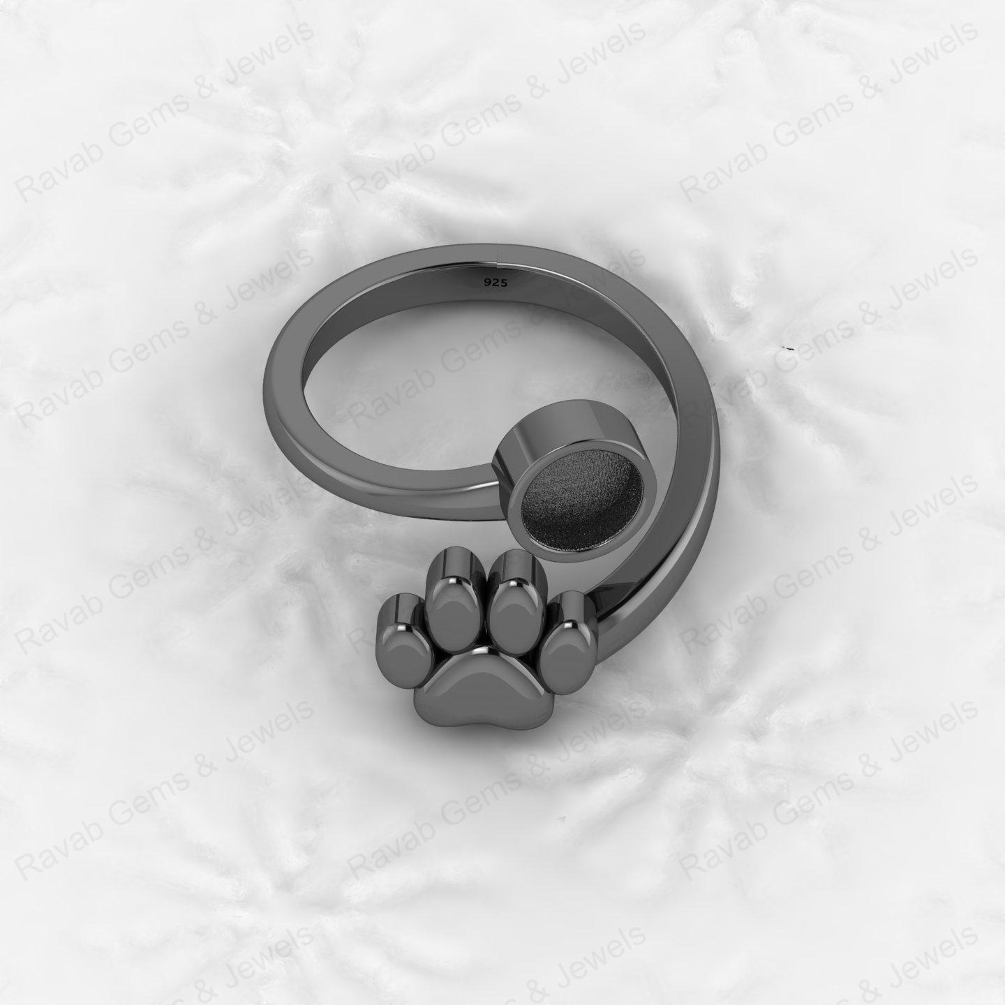 Best Quality 925 Silver Dog Foot Design 6mm Semi Mount Blank Setting Ring for Gemstone Ashes & Resin Jewelry Findings & Jewelry