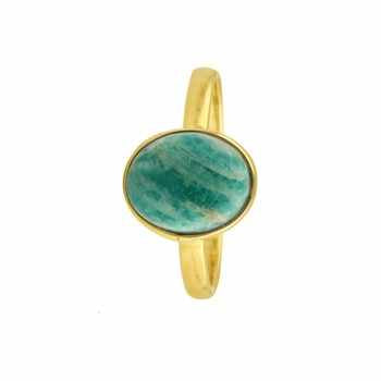 Top Class Solid 925 Sterling Silver Genuine Amazonite Bezel Setting Ring Unisex 10x14mm Oval for Women Handmade Fine Jewelry