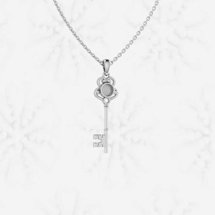 Top Quality 925 Silver 25mm Key Design Blank Bezel Base Charm Pendant Gemstone Setting Breast Milk DIY Memorial Keepsake Jewelry