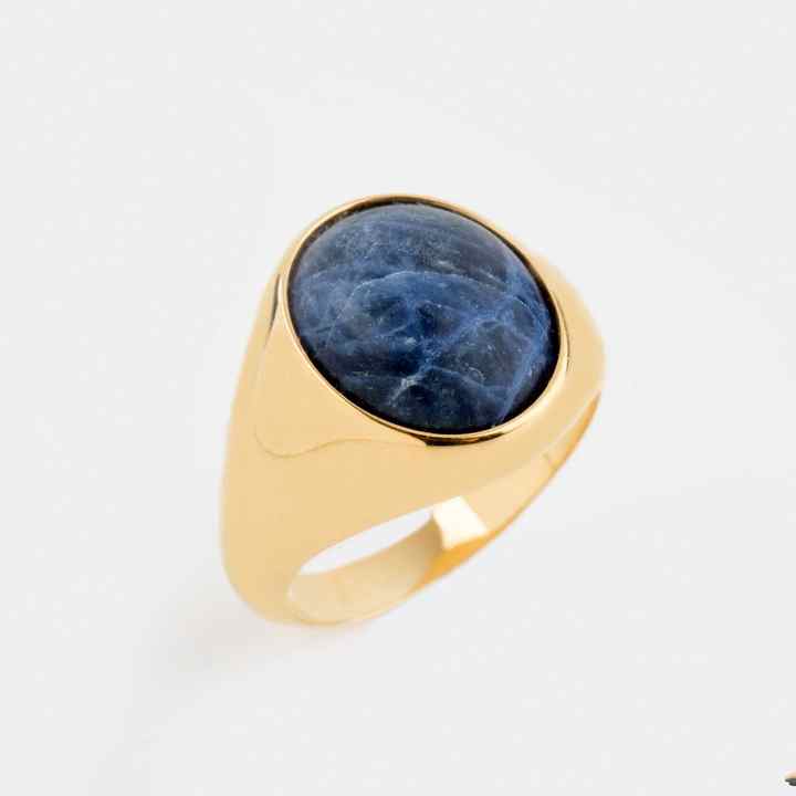 Genuine 925 Startling Silver Natural Sodalite Oval Cabochon 10x12mm Gemstone Mens Signet 18k Gold Plated Gifted Handmade Ring